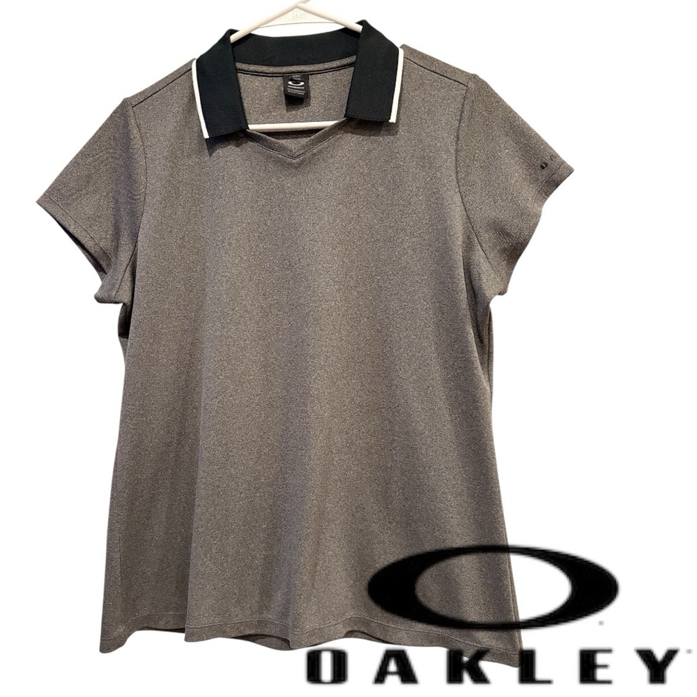 Oakley Black and Gray Performance Fit Polo, Large